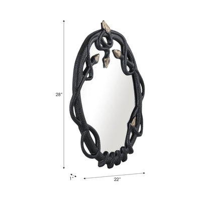 28x22" Snake Mirror, Blk/gld - Al Rugaib Furniture
