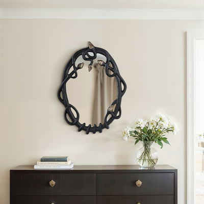 28x22" Snake Mirror, Blk/gld - Al Rugaib Furniture
