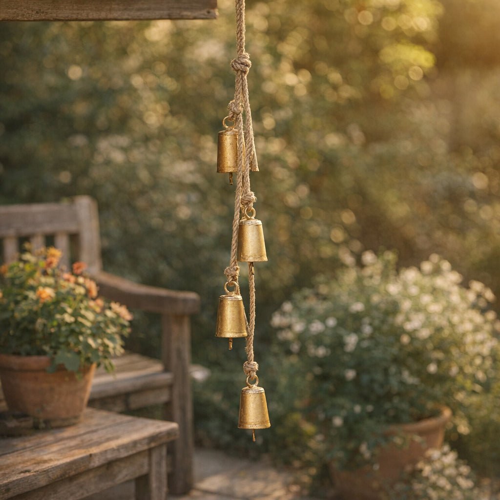 28x3" Hanging Cone Bells Cluster, Gold Planter| Sagebrook Home
