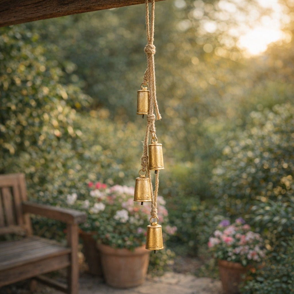 28x3" Hanging Cone Bells Cluster, Gold Planter| Sagebrook Home