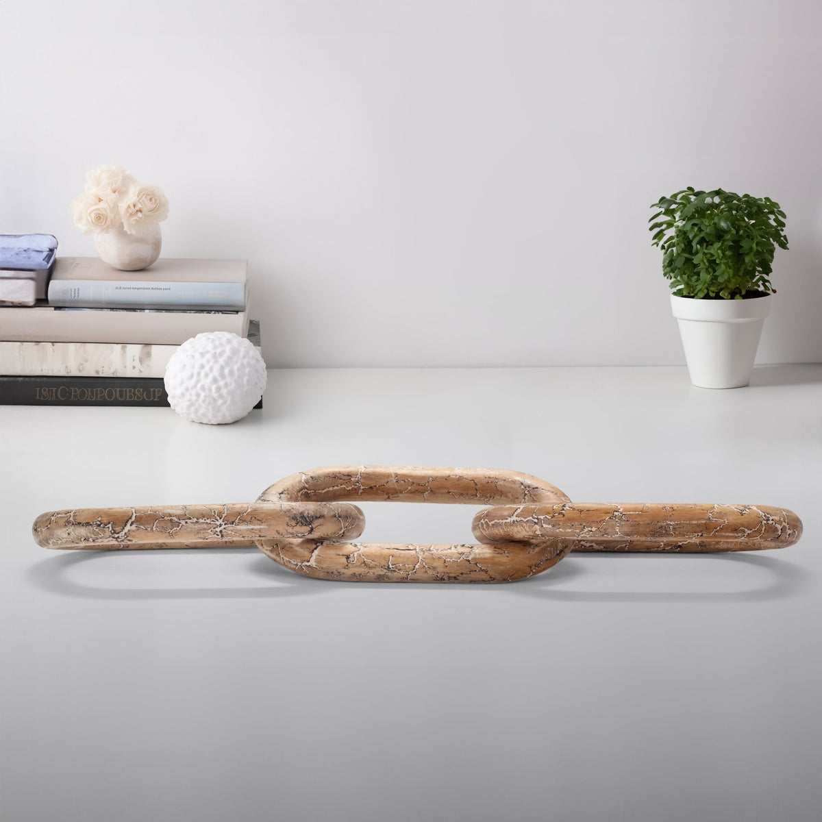 29" Desta Dark Wood Link Chain Table Decors| Sagebrook Home