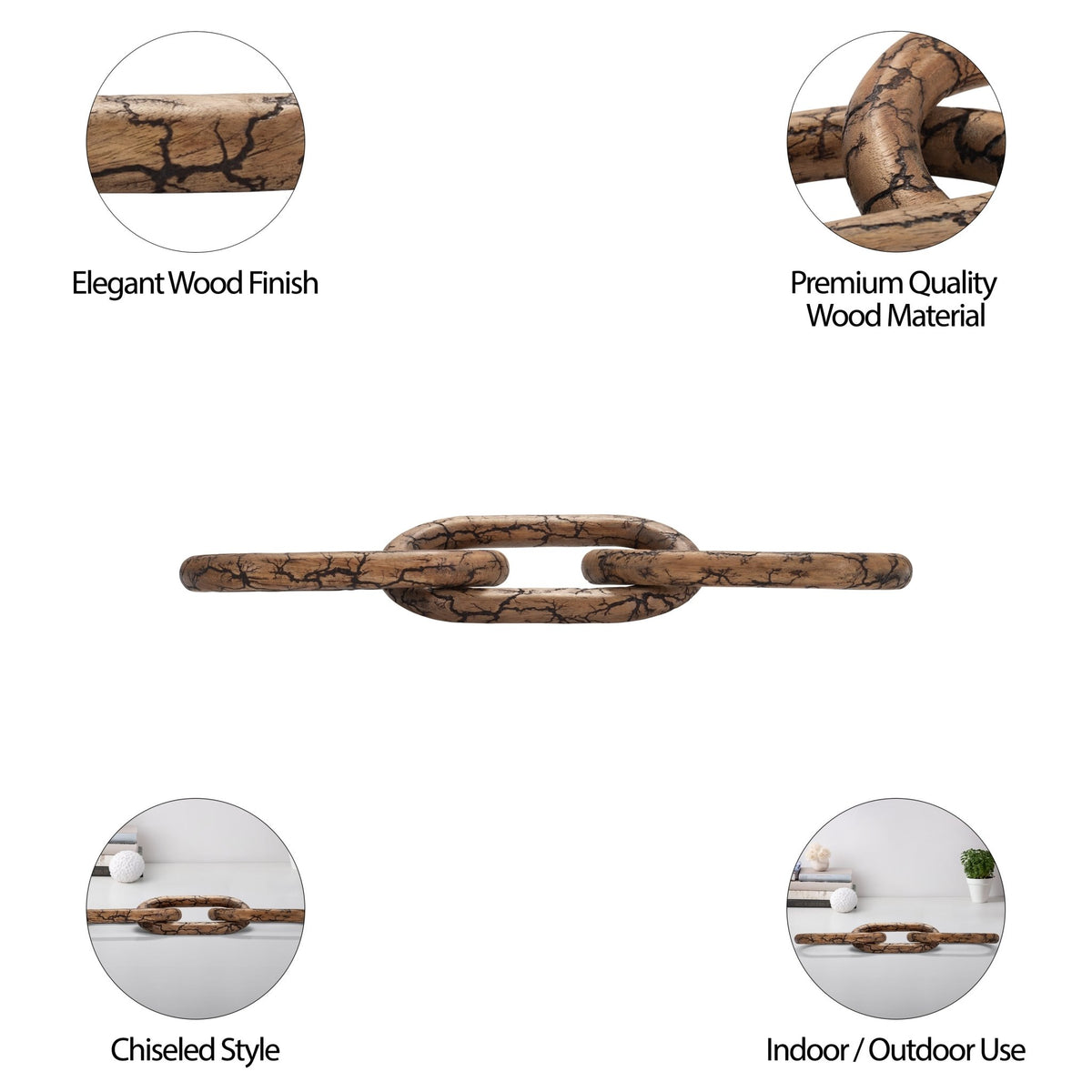 29" Desta Light Wood Link Chain Table Decors| Sagebrook Home
