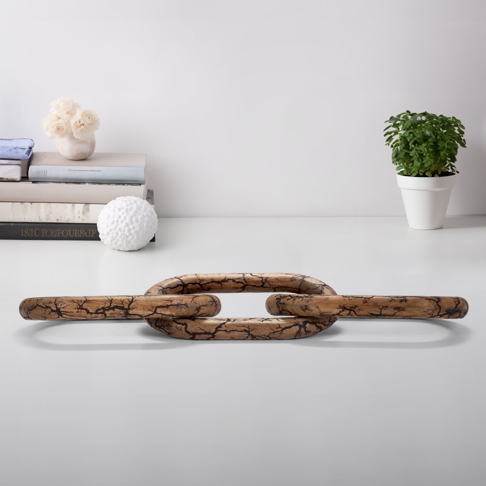 29" Desta Light Wood Link Chain Table Decors| Sagebrook Home