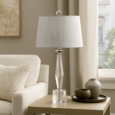 29"H CRYSTAL TABLE LAMP - Al Rugaib Furniture