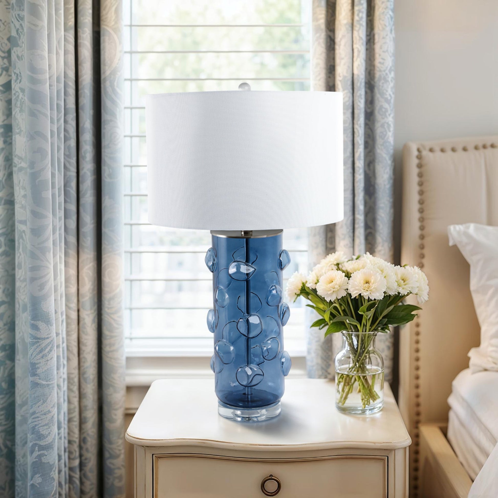 29x17" Glass Bubbles Table Lamp, Blue Table Decors| Sagebrook Home