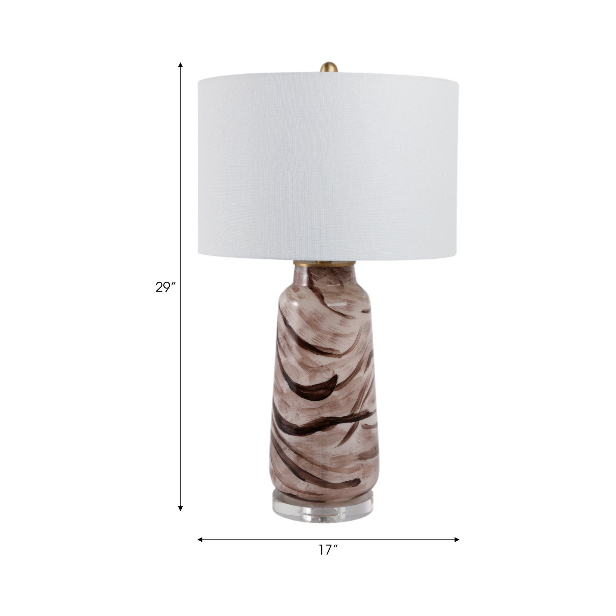 29x17" Swirled Glass Table Lamp, Brown Table Decors| Sagebrook Home