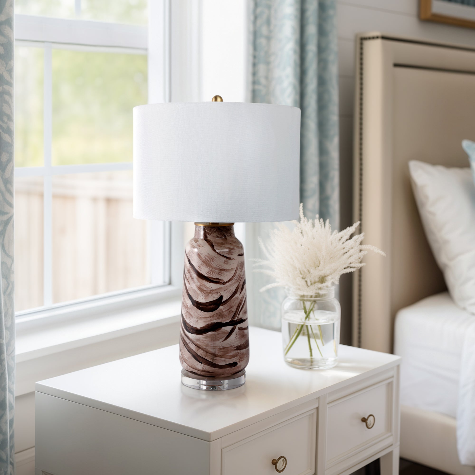 29x17" Swirled Glass Table Lamp, Brown Table Decors| Sagebrook Home
