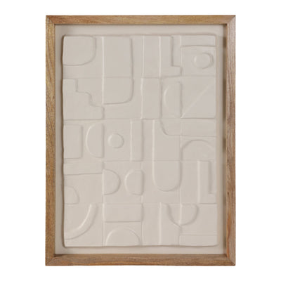 29x22" Geo Modern Paper Mache Wall Art, White/brow - Al Rugaib Furniture