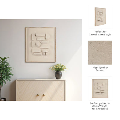 29x25" Geometric Ecomix Wall Art, Ivory - Al Rugaib Furniture
