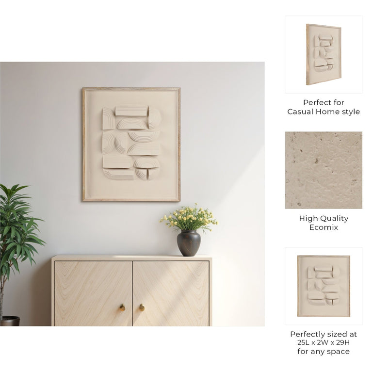29x25" Geometric Ecomix Wall Art, Ivory - Al Rugaib Furniture