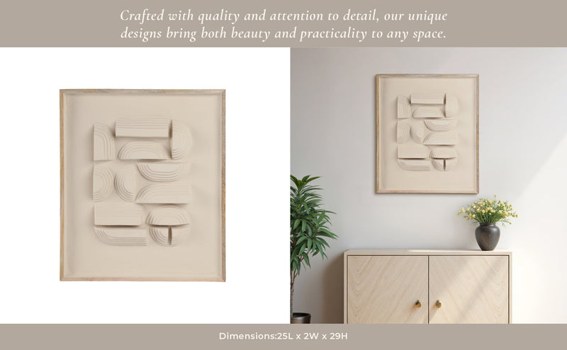 29x25" Geometric Ecomix Wall Art, Ivory - Al Rugaib Furniture