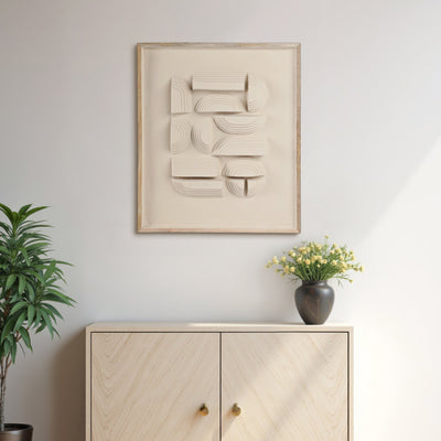 29x25" Geometric Ecomix Wall Art, Ivory - Al Rugaib Furniture