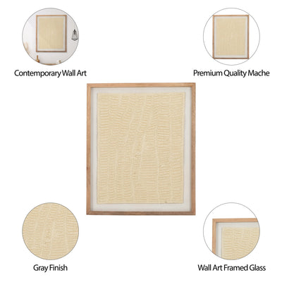 29X35 PAPER MACHE WALL ART FRAMED GLASS, GRAY - Al Rugaib Furniture