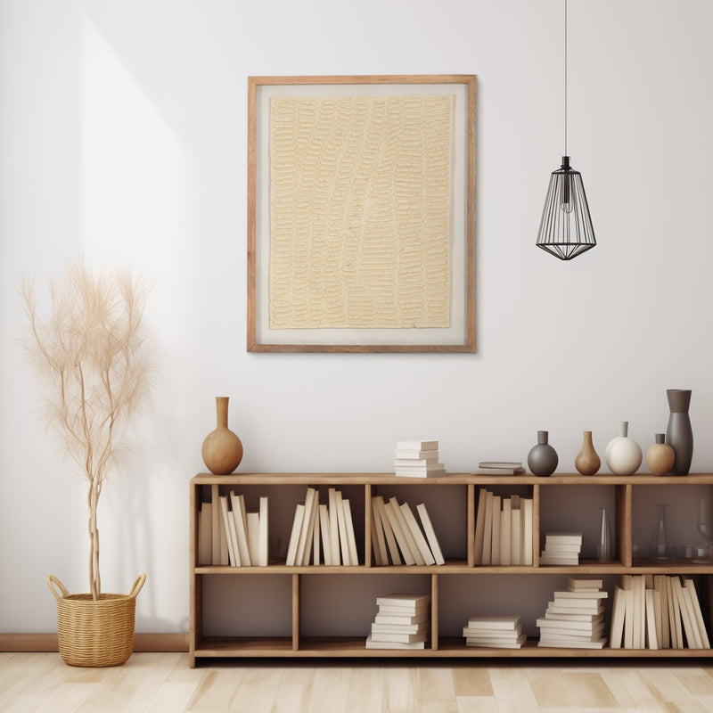 29X35 PAPER MACHE WALL ART FRAMED GLASS, GRAY - Al Rugaib Furniture