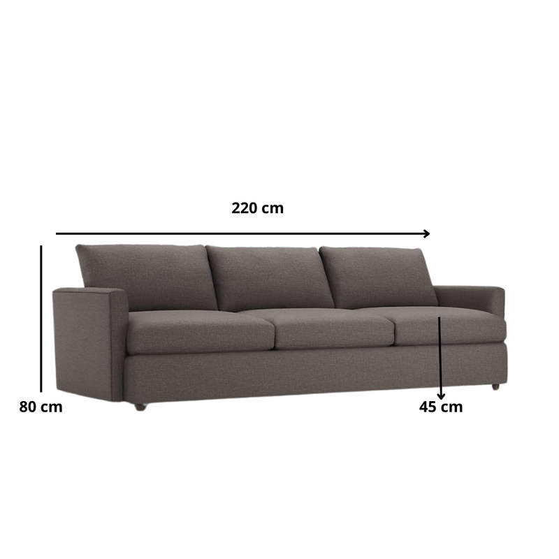 Carla-Modern 3-seater sofa in brown