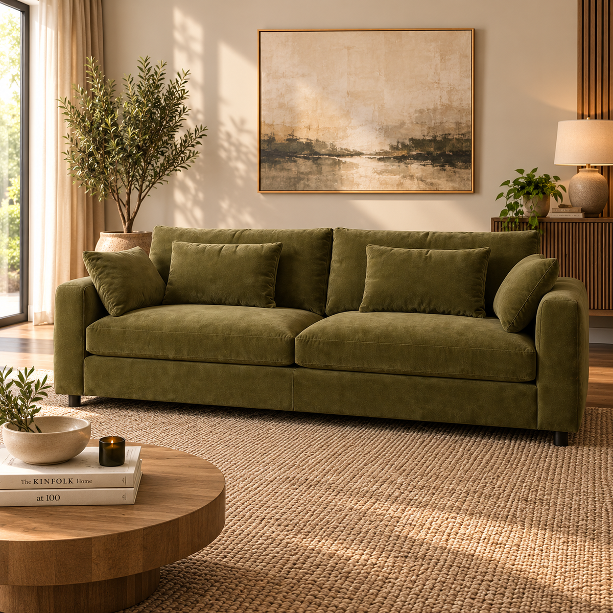 Terrona Rust Sofa 280cm - Olive