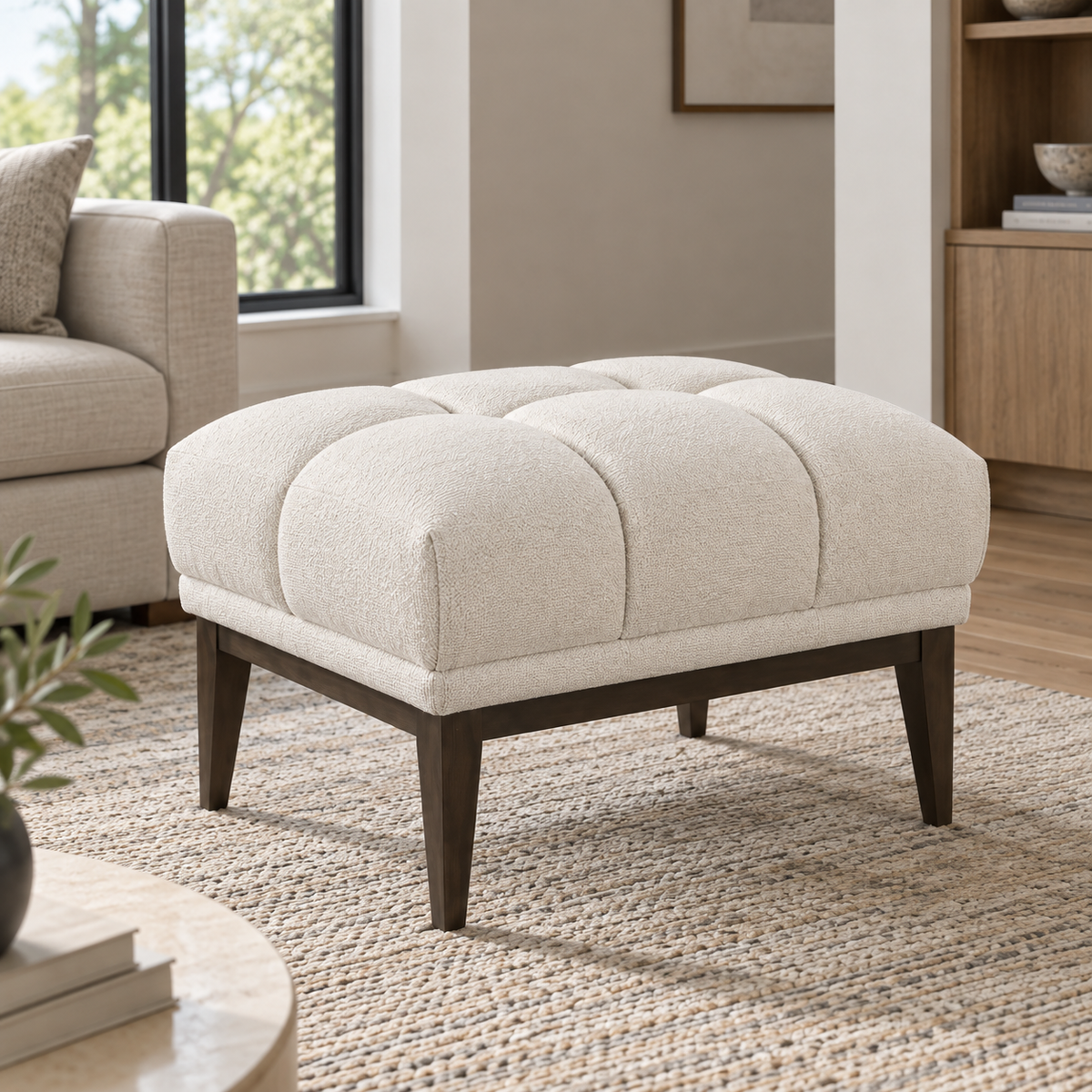 Avalon White & Black Ottoman