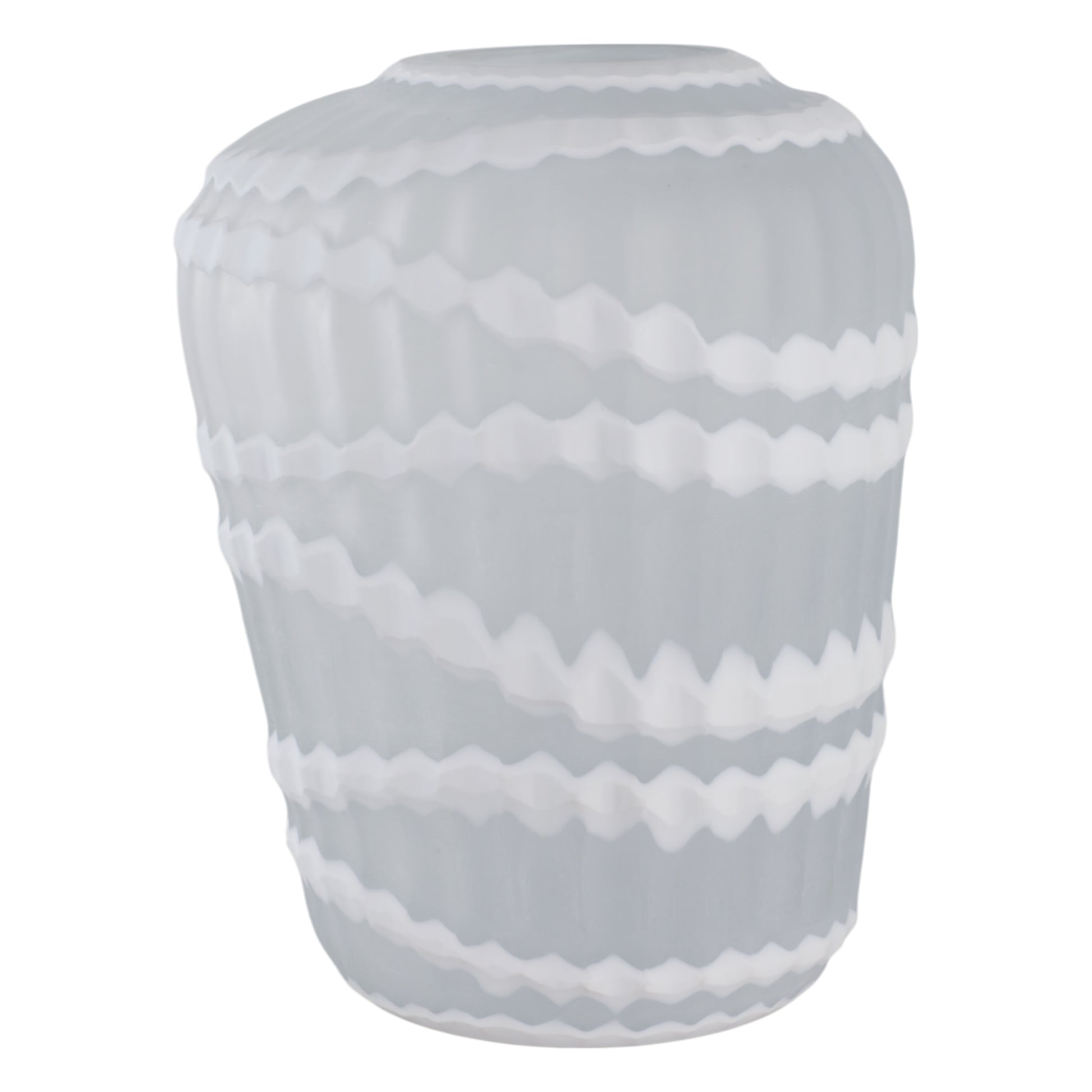 وارويك وعاء زجاج محفور باللون الأبيض Warwick White Carved Glass Vase