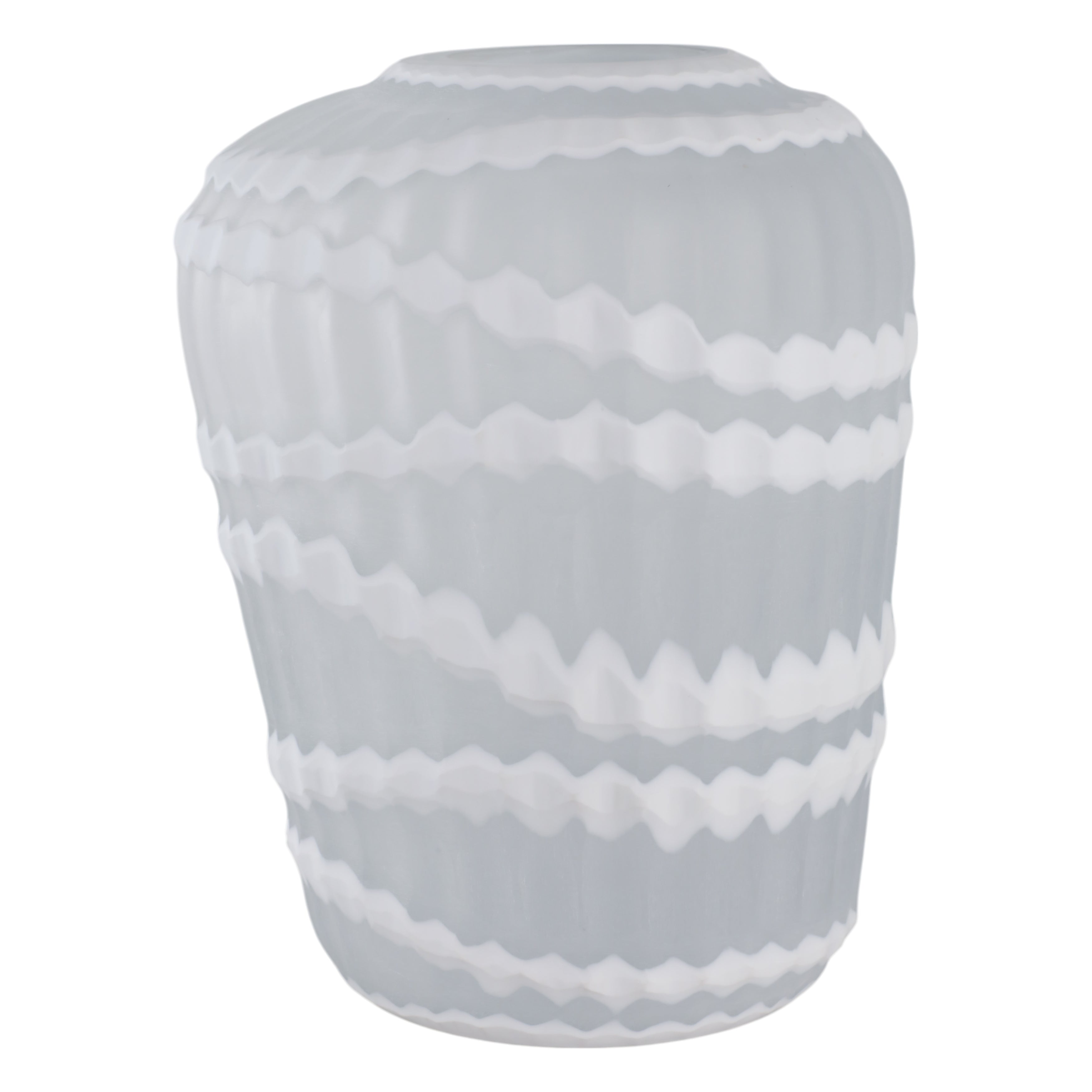 وارويك وعاء زجاج محفور باللون الأبيض Warwick White Carved Glass Vase