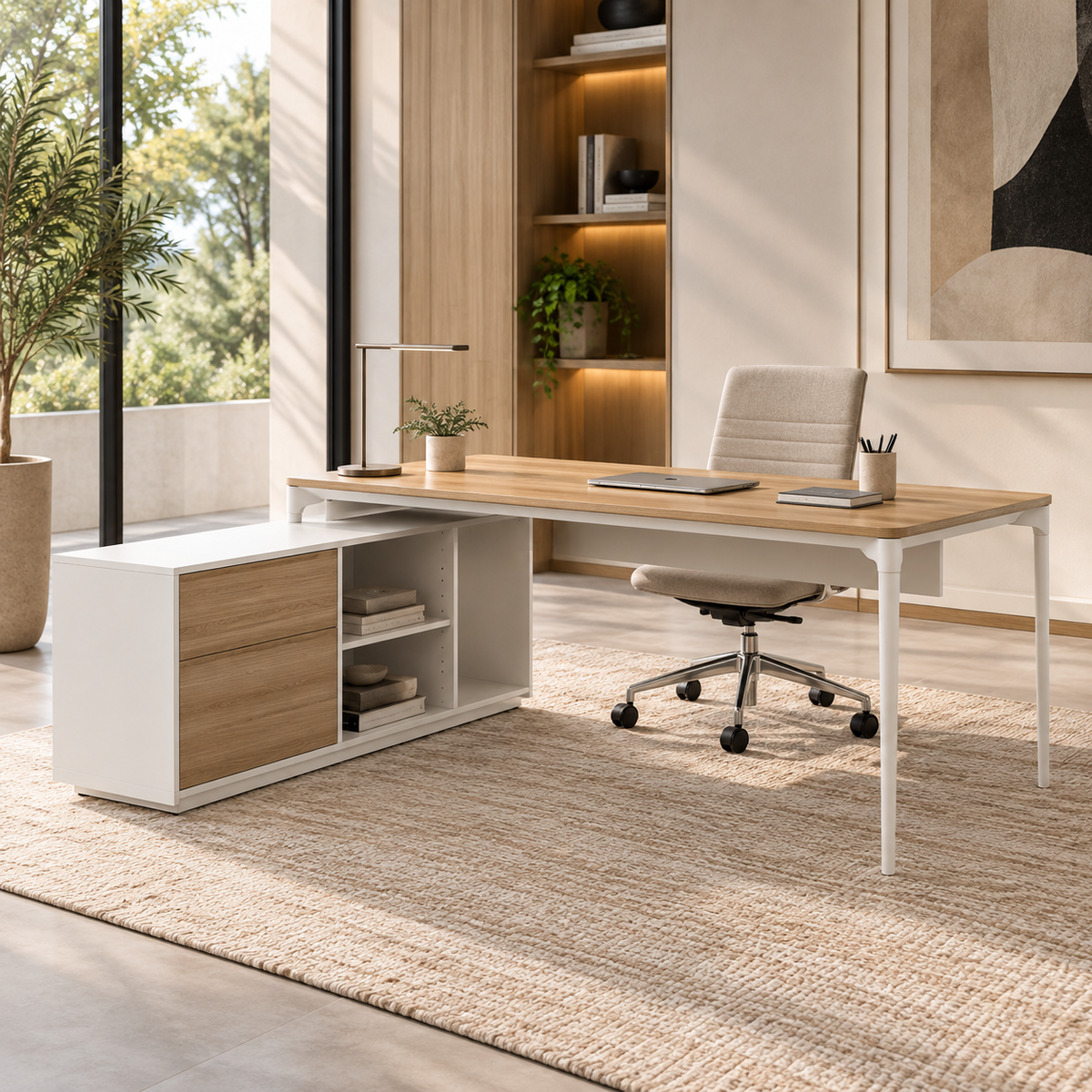 Arc Left-Hand Desk - White