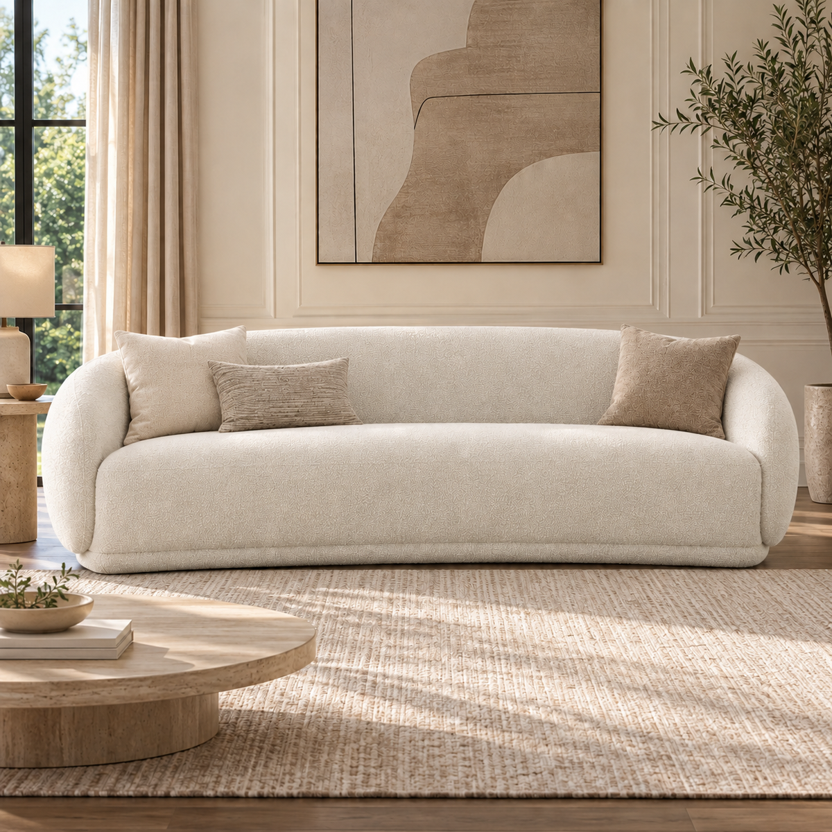 Boho Boucle Sofa (214/240/275cm) - Beige