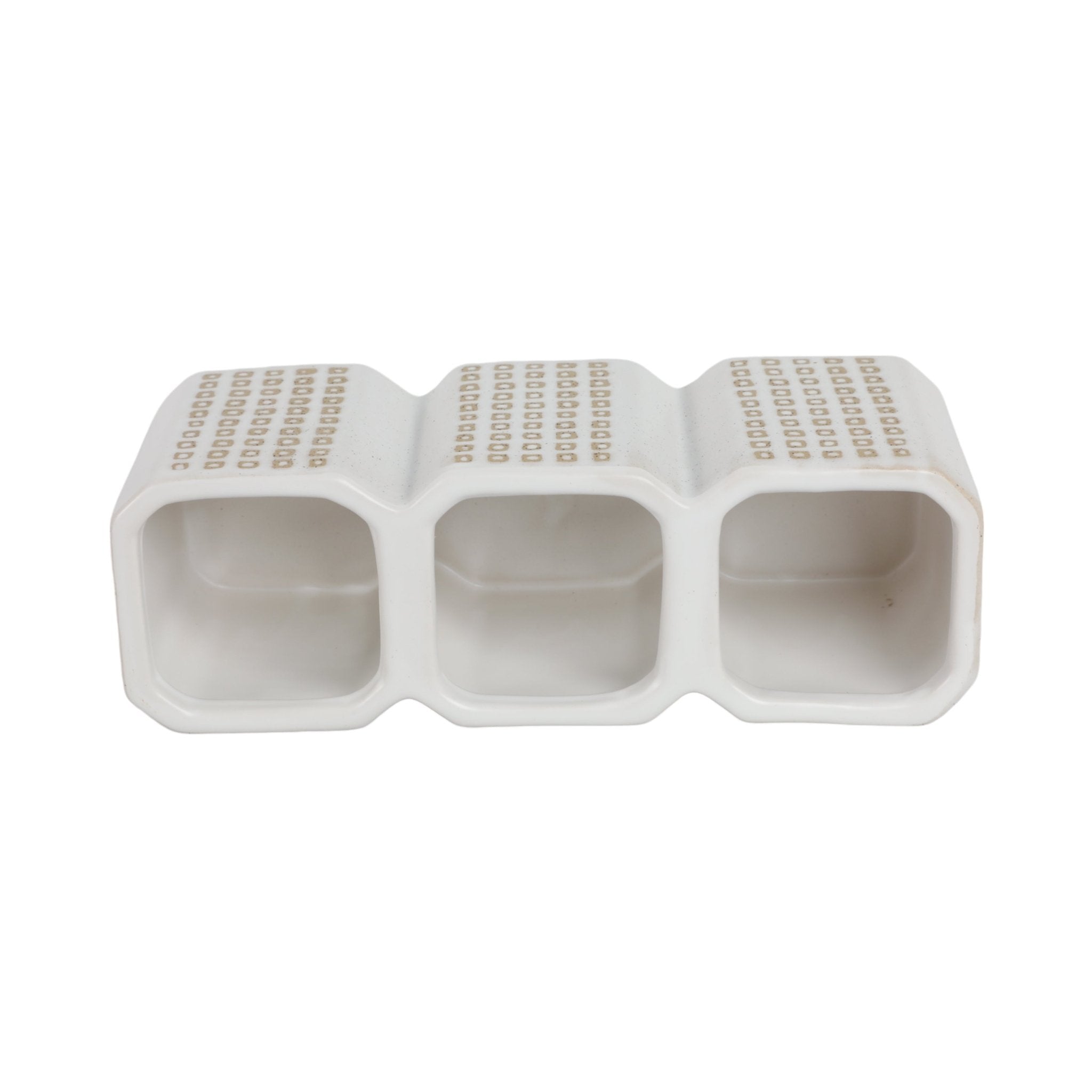 3-CUP DOTTED PEN HOLDER, BEIGE Table Decors| Sagebrook Home