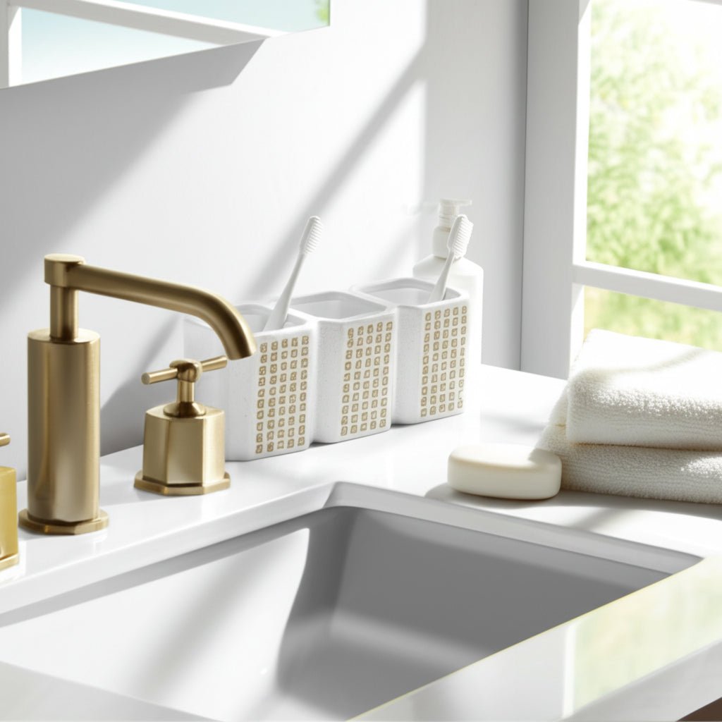 3-CUP DOTTED PEN HOLDER, BEIGE Table Decors| Sagebrook Home