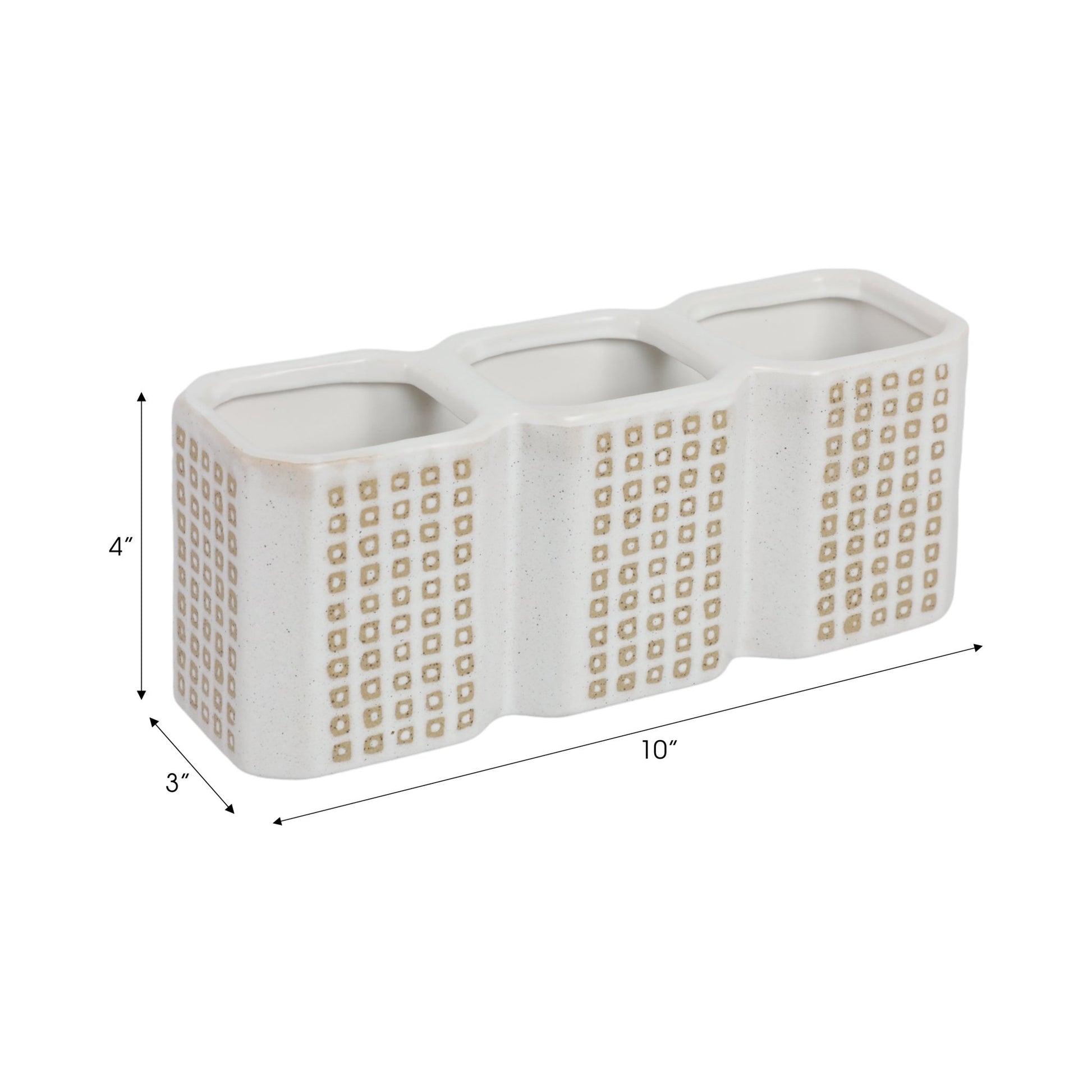 3-CUP DOTTED PEN HOLDER, BEIGE Table Decors| Sagebrook Home