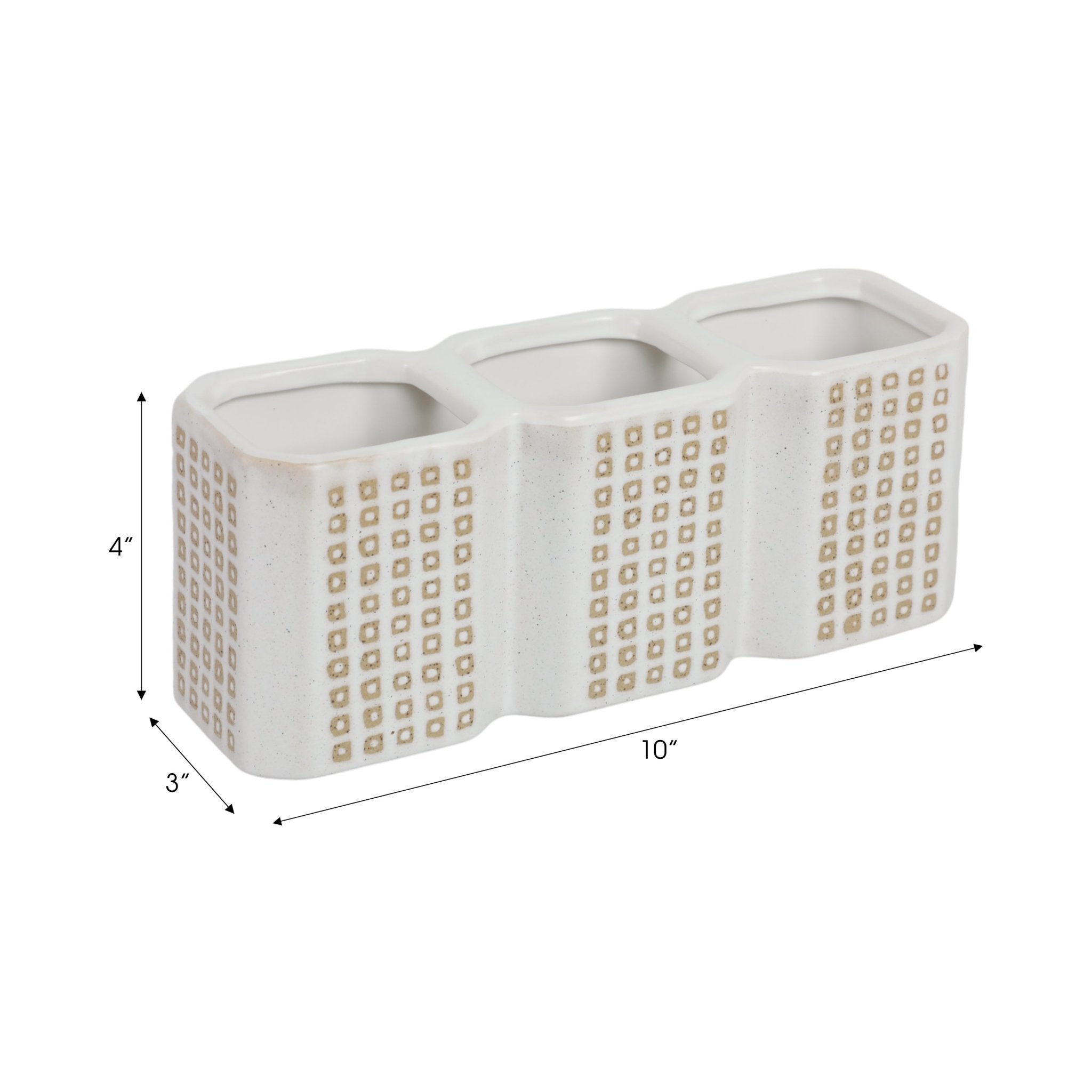 3-CUP DOTTED PEN HOLDER, BEIGE Table Decors| Sagebrook Home