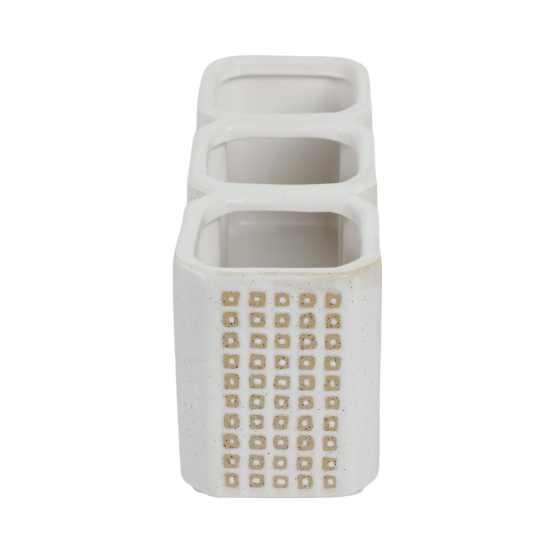 3-CUP DOTTED PEN HOLDER, BEIGE Table Decors| Sagebrook Home