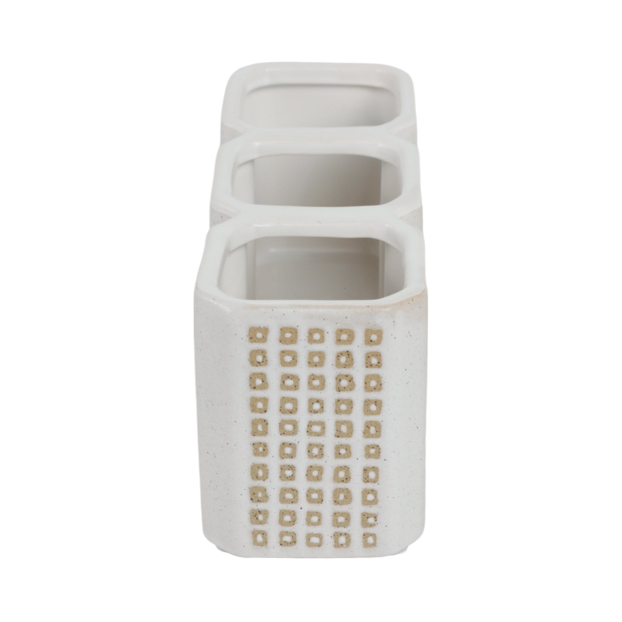 3-CUP DOTTED PEN HOLDER, BEIGE Table Decors| Sagebrook Home