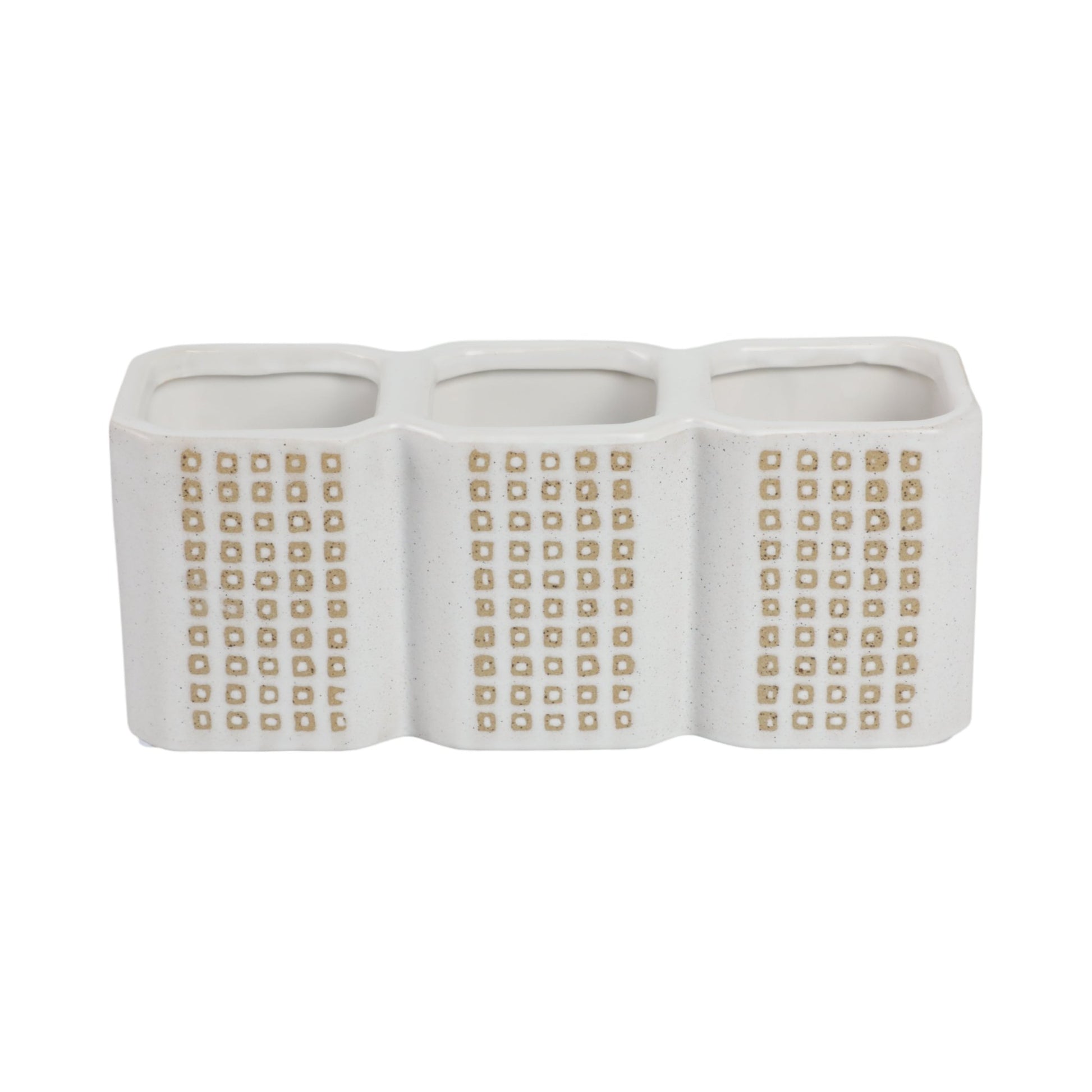 3-CUP DOTTED PEN HOLDER, BEIGE Table Decors| Sagebrook Home