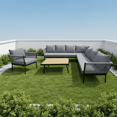 3 - Piece Outdoor Seating Set with Extra Chair – Unique Design – Gray - Al Rugaib Furniture