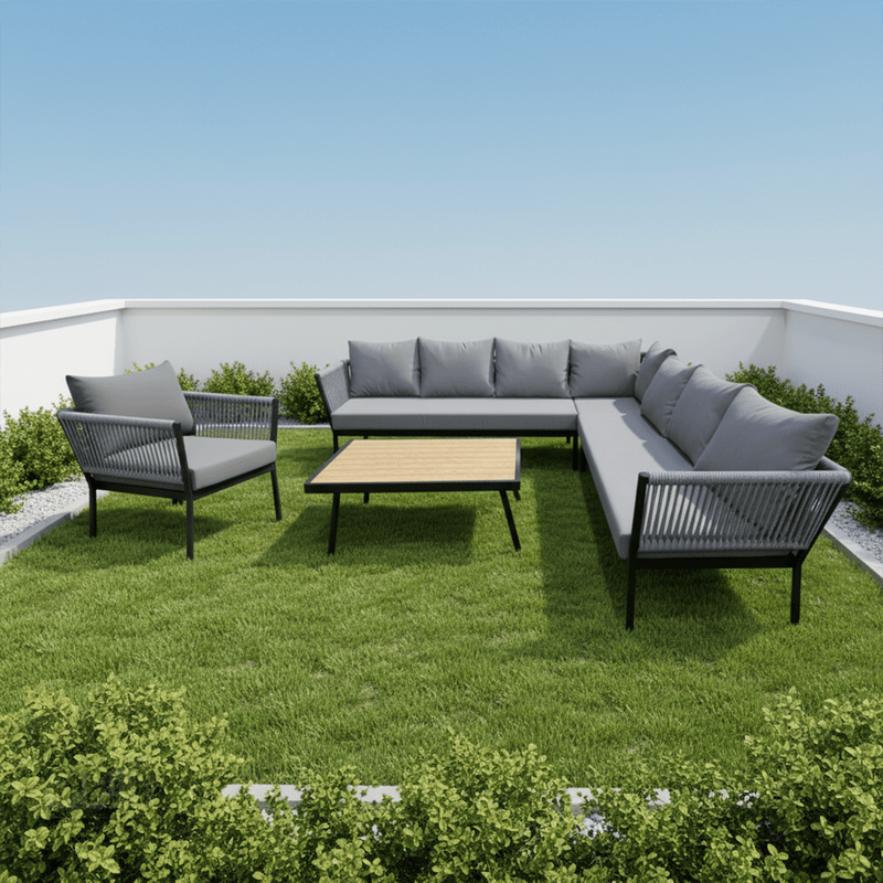 3 - Piece Outdoor Seating Set with Extra Chair – Unique Design – Gray - Al Rugaib Furniture