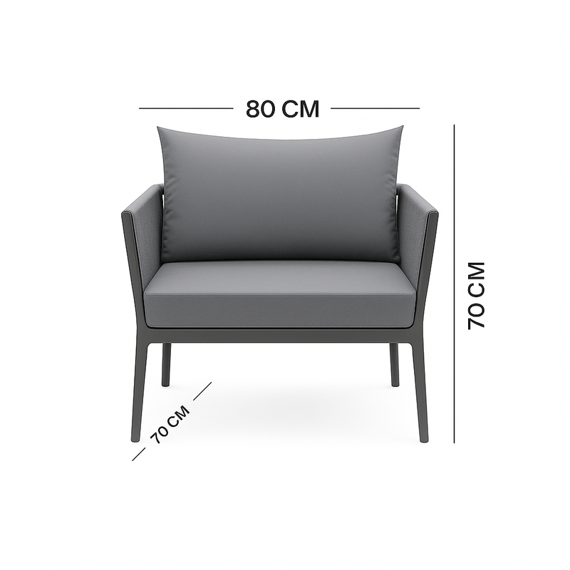 3 - Piece Outdoor Seating Set with Extra Chair – Unique Design – Gray - Al Rugaib Furniture