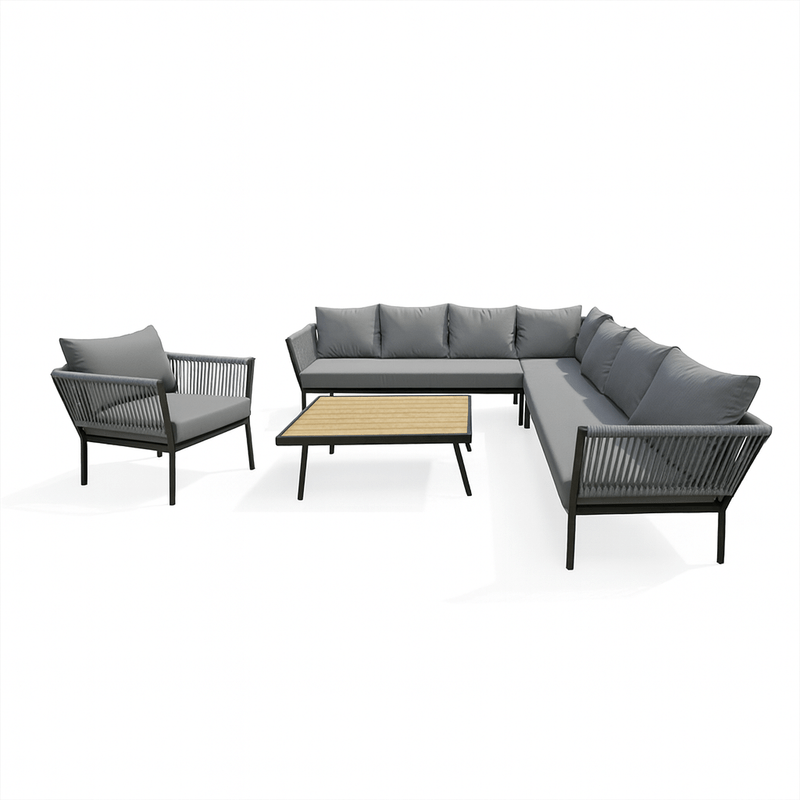 3-Piece Outdoor Seating Set with Extra Chair – Unique Design – Gray Outdoor Sets| Otath