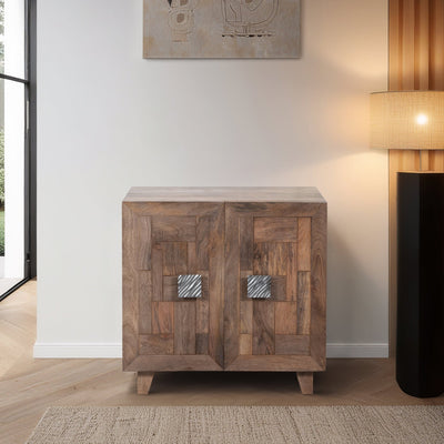 30" 2 DOOR COFFER FRONT CABINET, LIGHT WASH - Al Rugaib Furniture