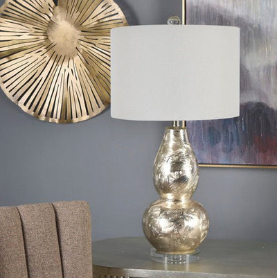 30" HT FLOOR LAMP 16"X16"X11" SHADE; with crystal base - Al Rugaib Furniture