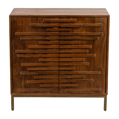 30" MIDCENTURY SLAT 2 DOOR CABINET, MANGO BRWN - Al Rugaib Furniture