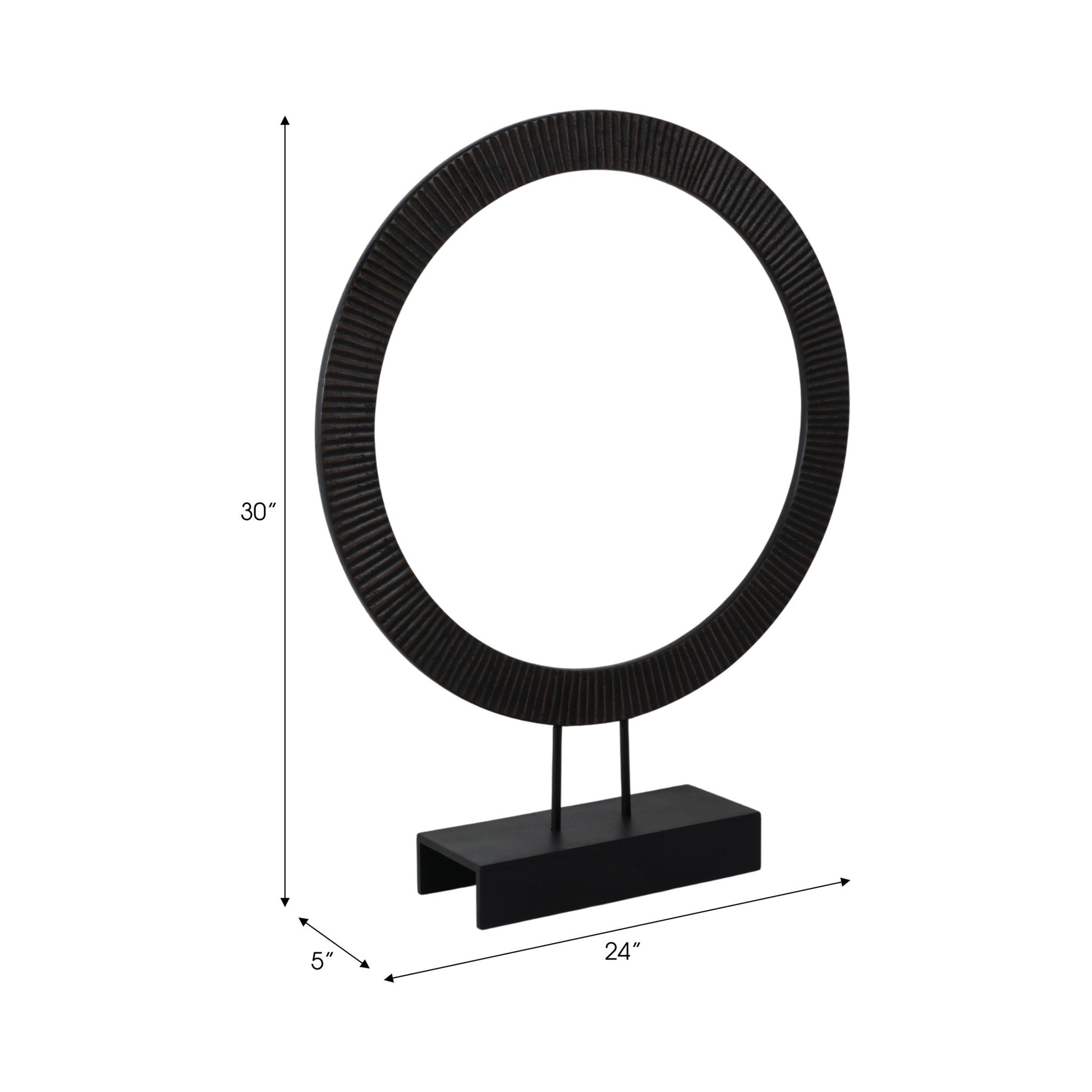 30" VOLTA LARGE BLACK WOOD RING STATUARY Table Decors| Sagebrook Home