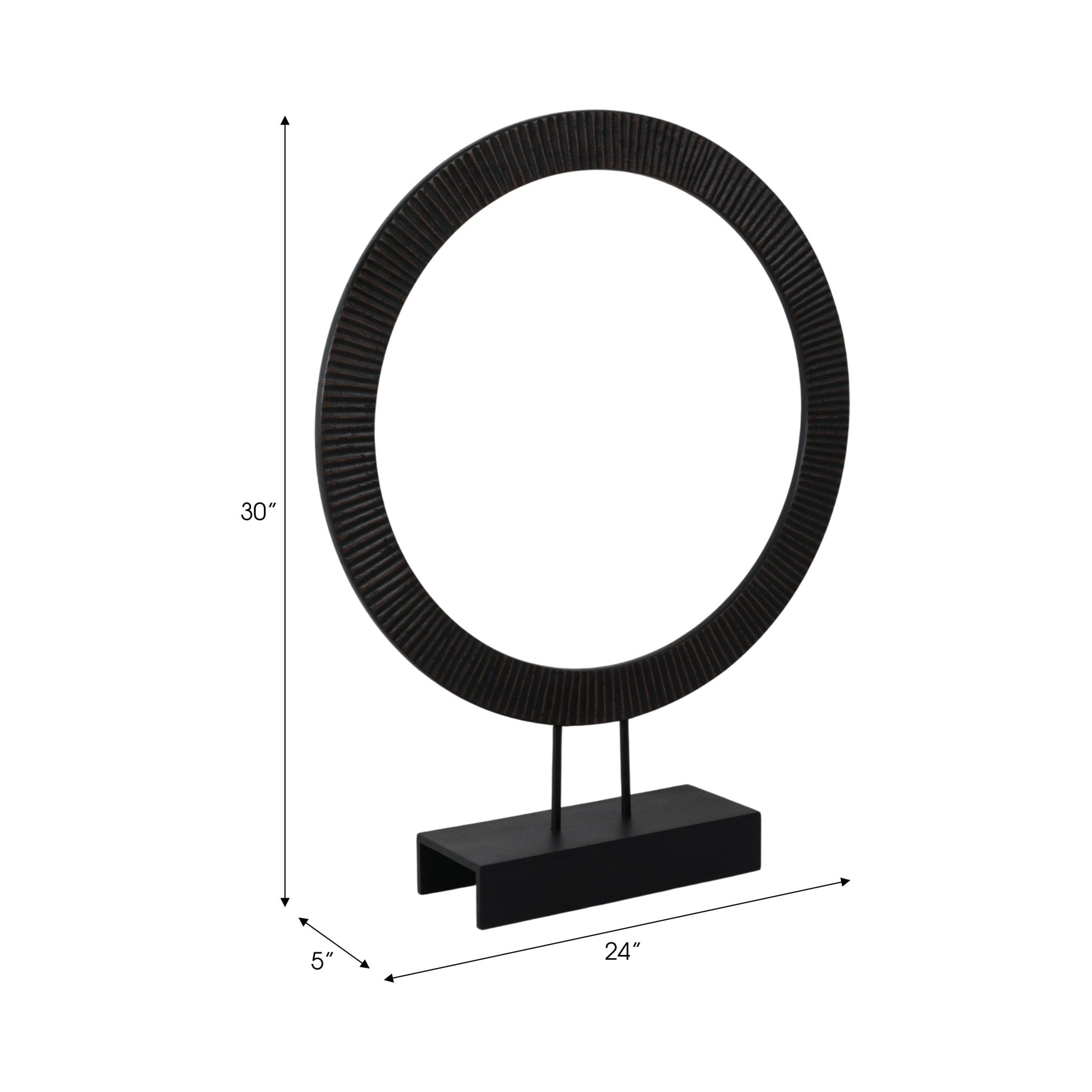 30" VOLTA LARGE BLACK WOOD RING STATUARY Table Decors| Sagebrook Home