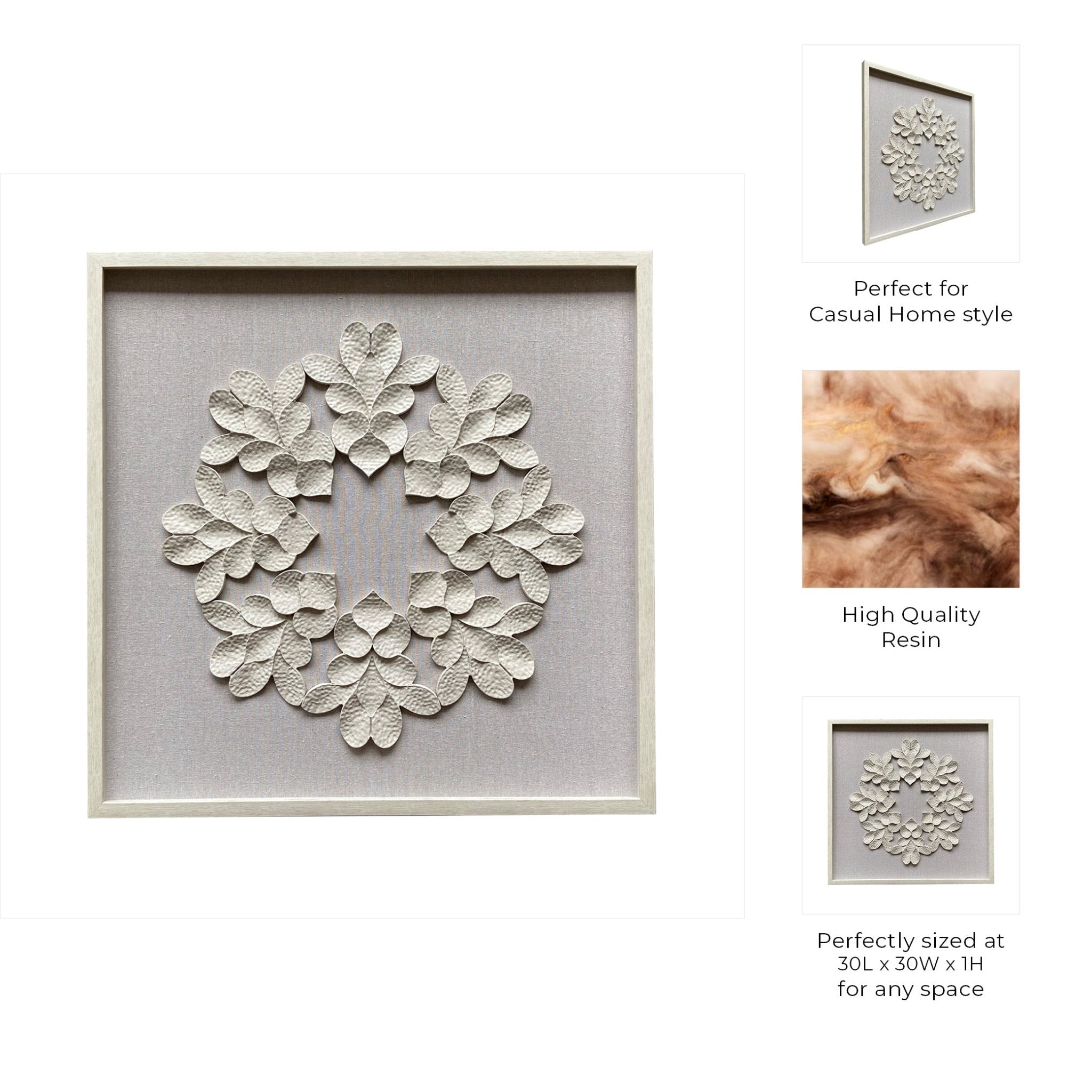 30x30 Clairvux Dimensional Leaf Shadowbox Art Wall Art| Sagebrook Home