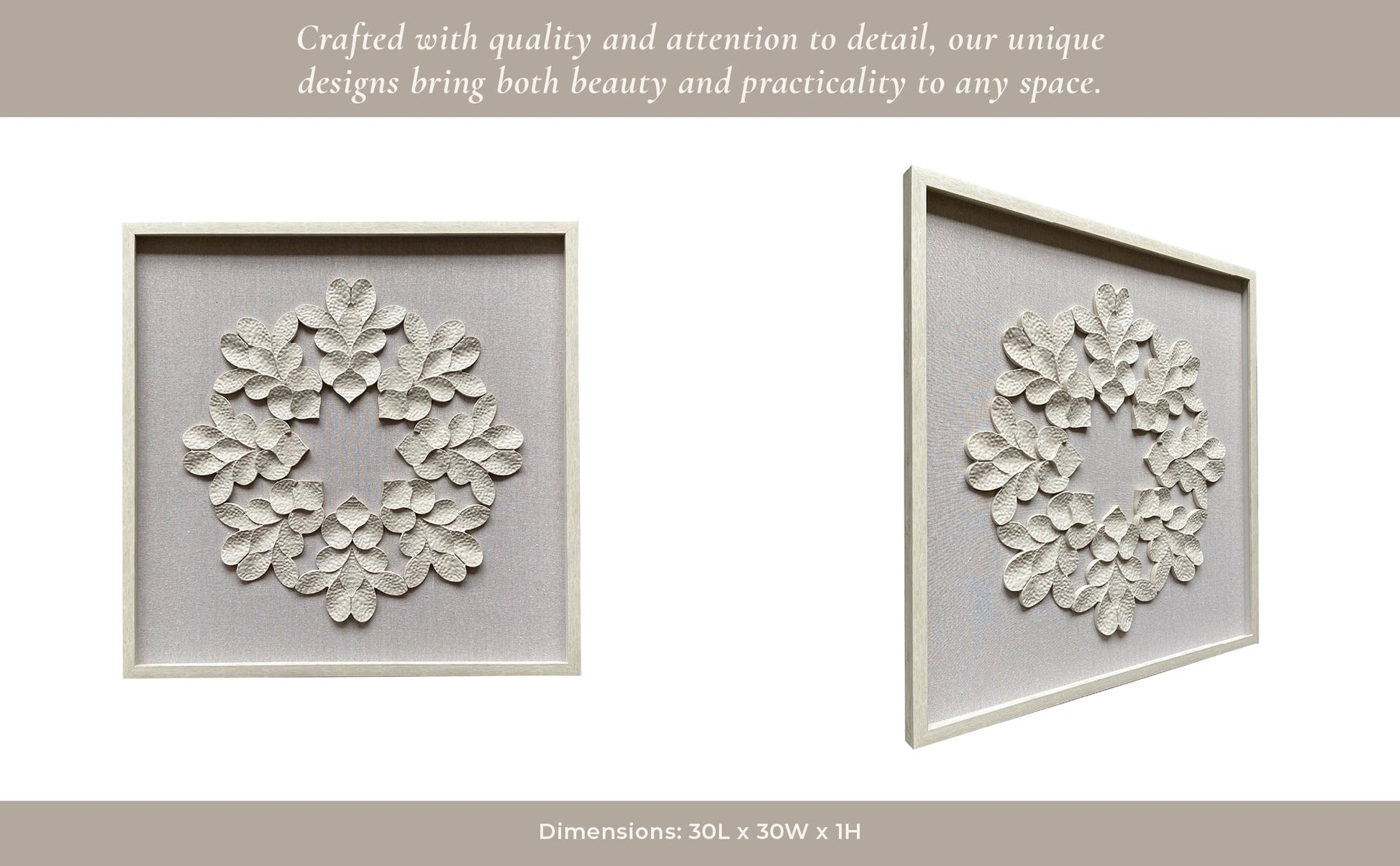 30x30 Clairvux Dimensional Leaf Shadowbox Art Wall Art| Sagebrook Home
