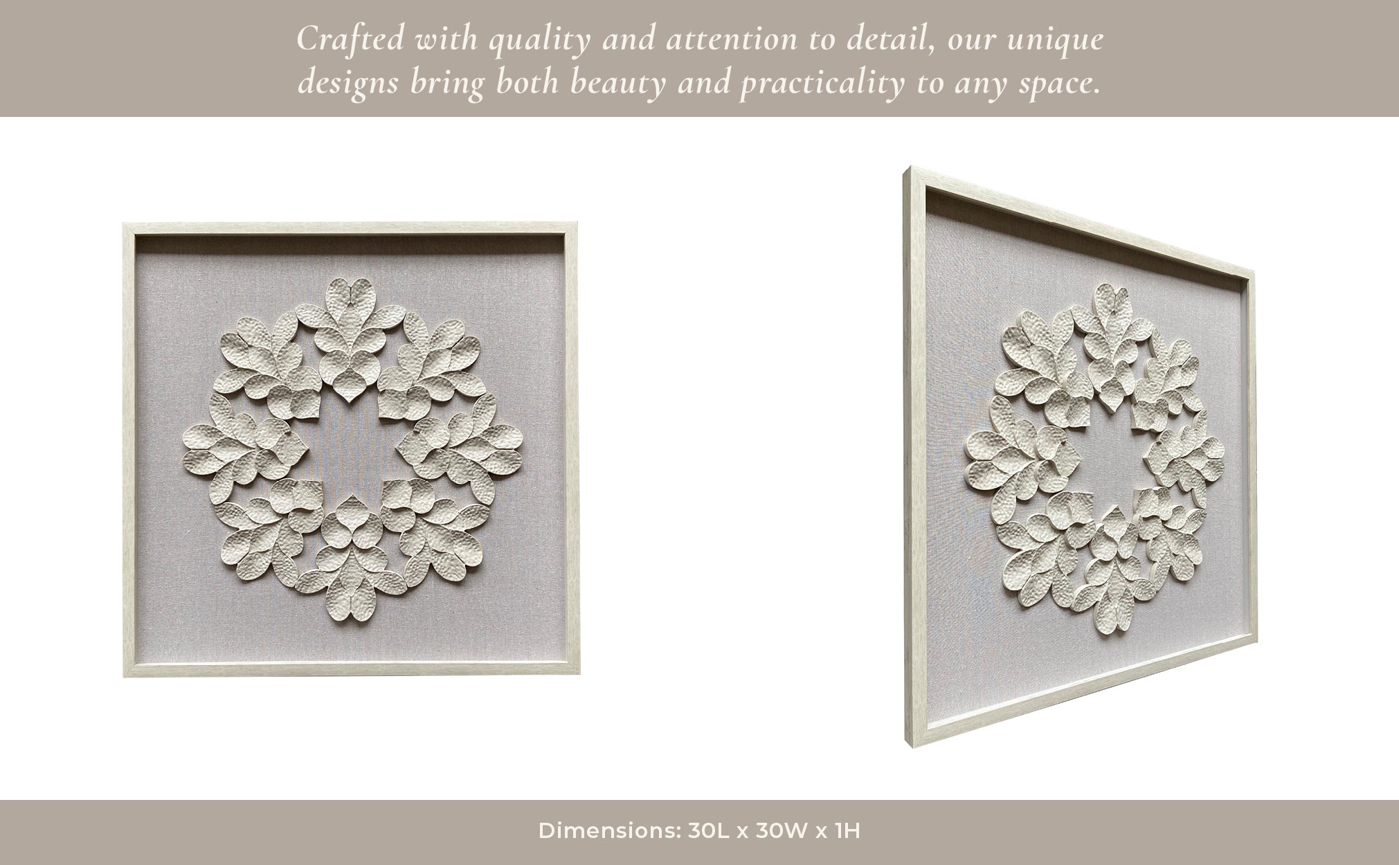 30x30 Clairvux Dimensional Leaf Shadowbox Art Wall Art| Sagebrook Home
