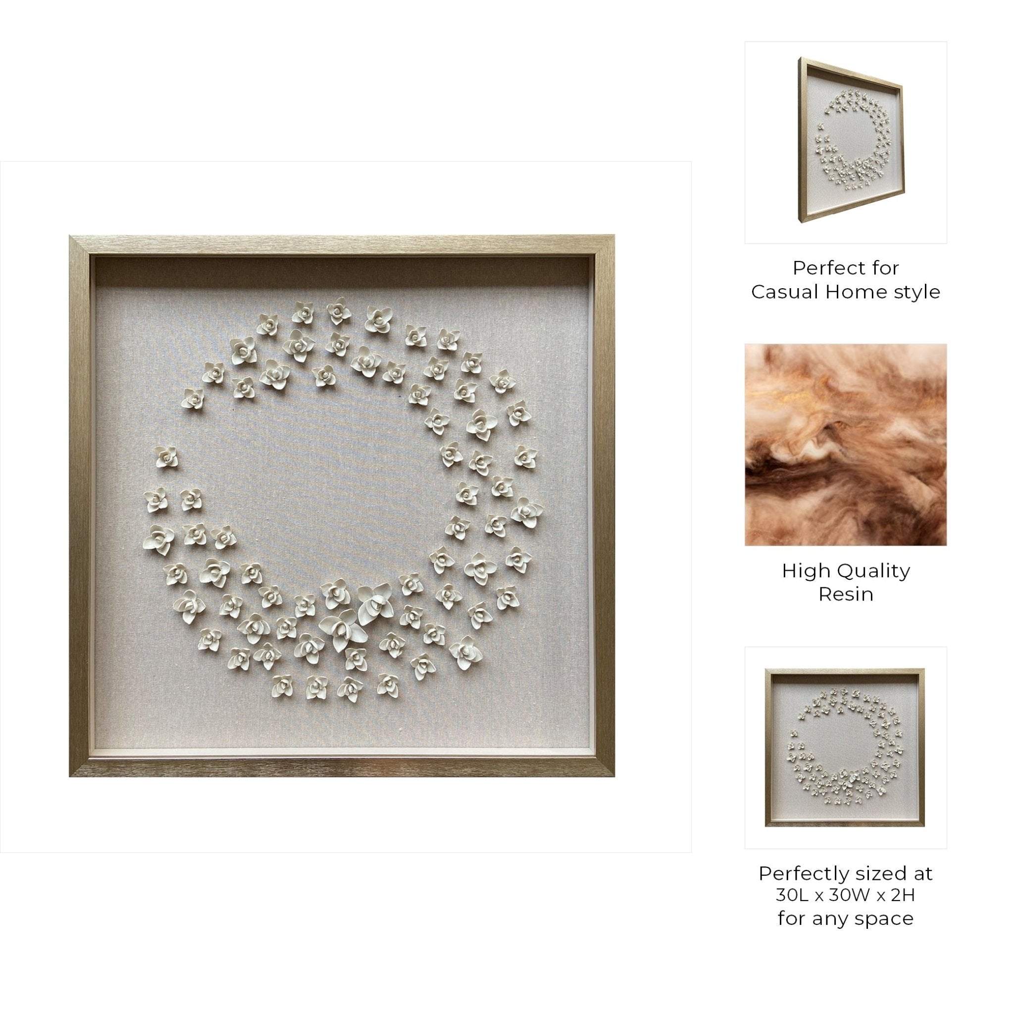 30x30 Payens Dimensional Flower Shadowbox Art Wall Art| Sagebrook Home