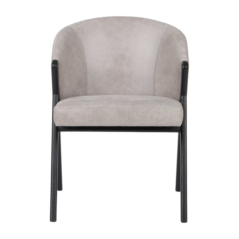 31" Astra Suede Wood Accent Chair, Ivory - Al Rugaib Furniture