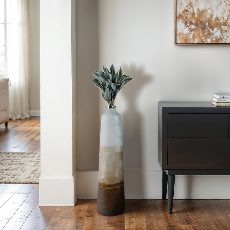 31" Gold Ombre Floor Vase, White/gold - Al Rugaib Furniture