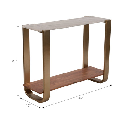 31" MARBLE TOP CONSOLE, GOLD KD - Al Rugaib Furniture