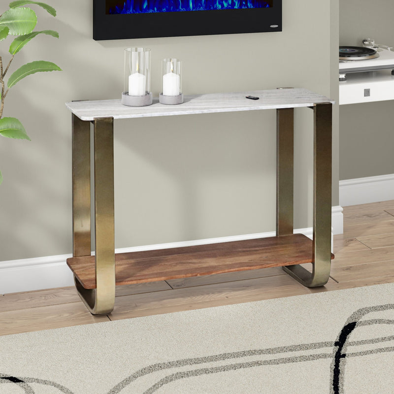 31" MARBLE TOP CONSOLE, GOLD KD - Al Rugaib Furniture