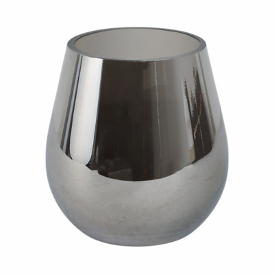 الزجاج المعدني الفضي، الفاز GLASS METALLIC VASE, SILVER
